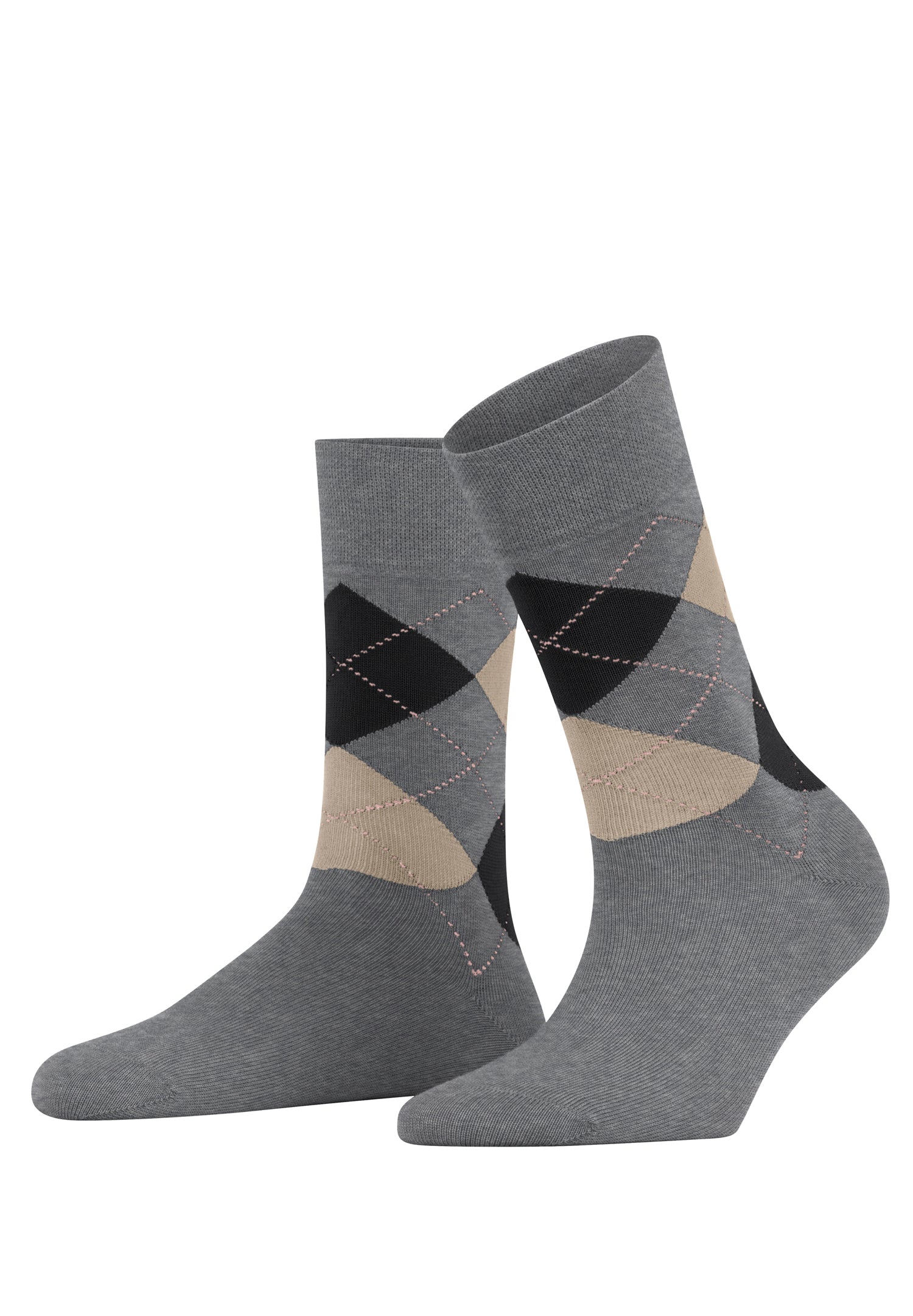 46039 Sensitive Argyle So Socks - 3390 Light Greymel.