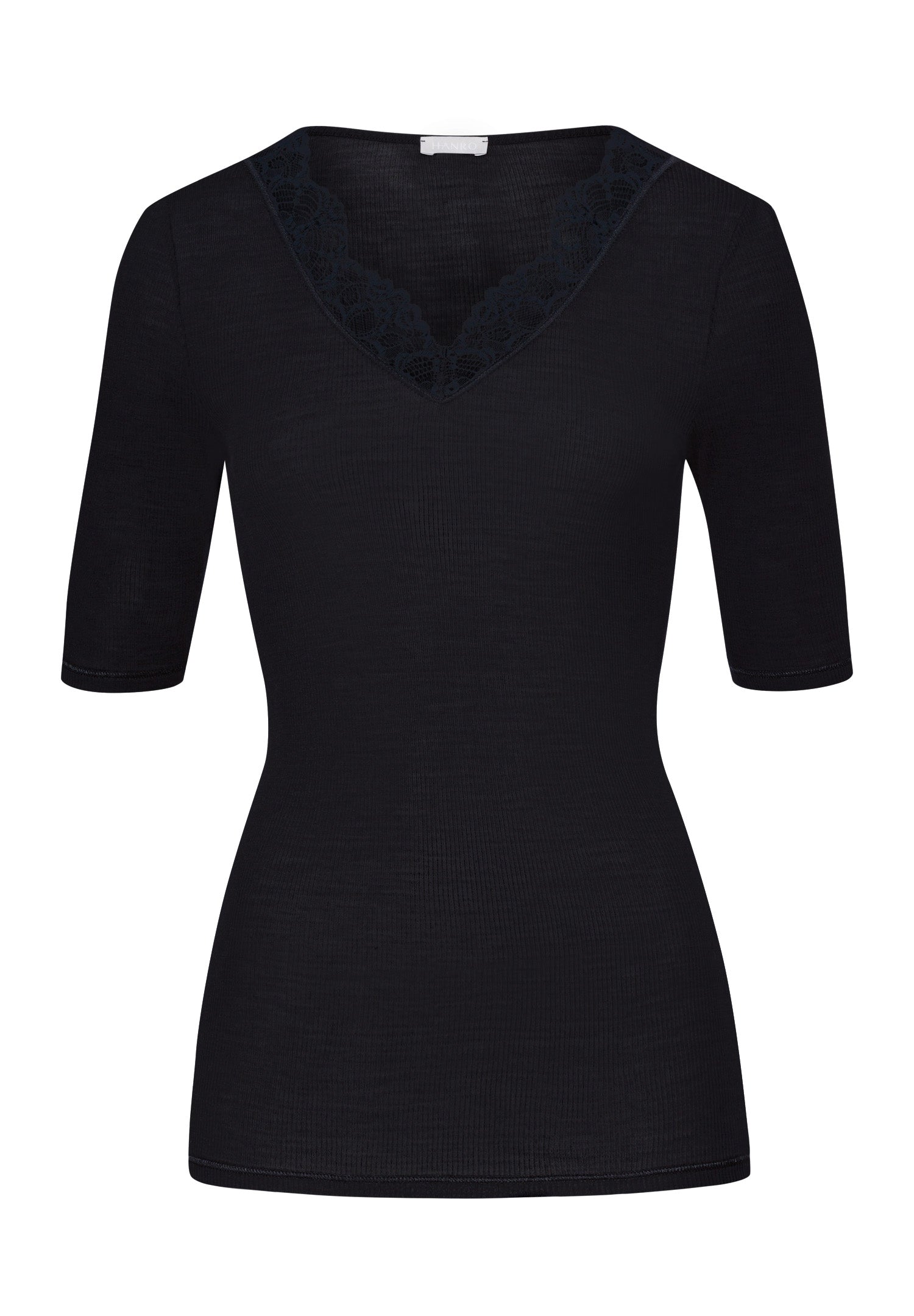 70913 Woolen Lace Short Sleeve Shirt - 019 Black