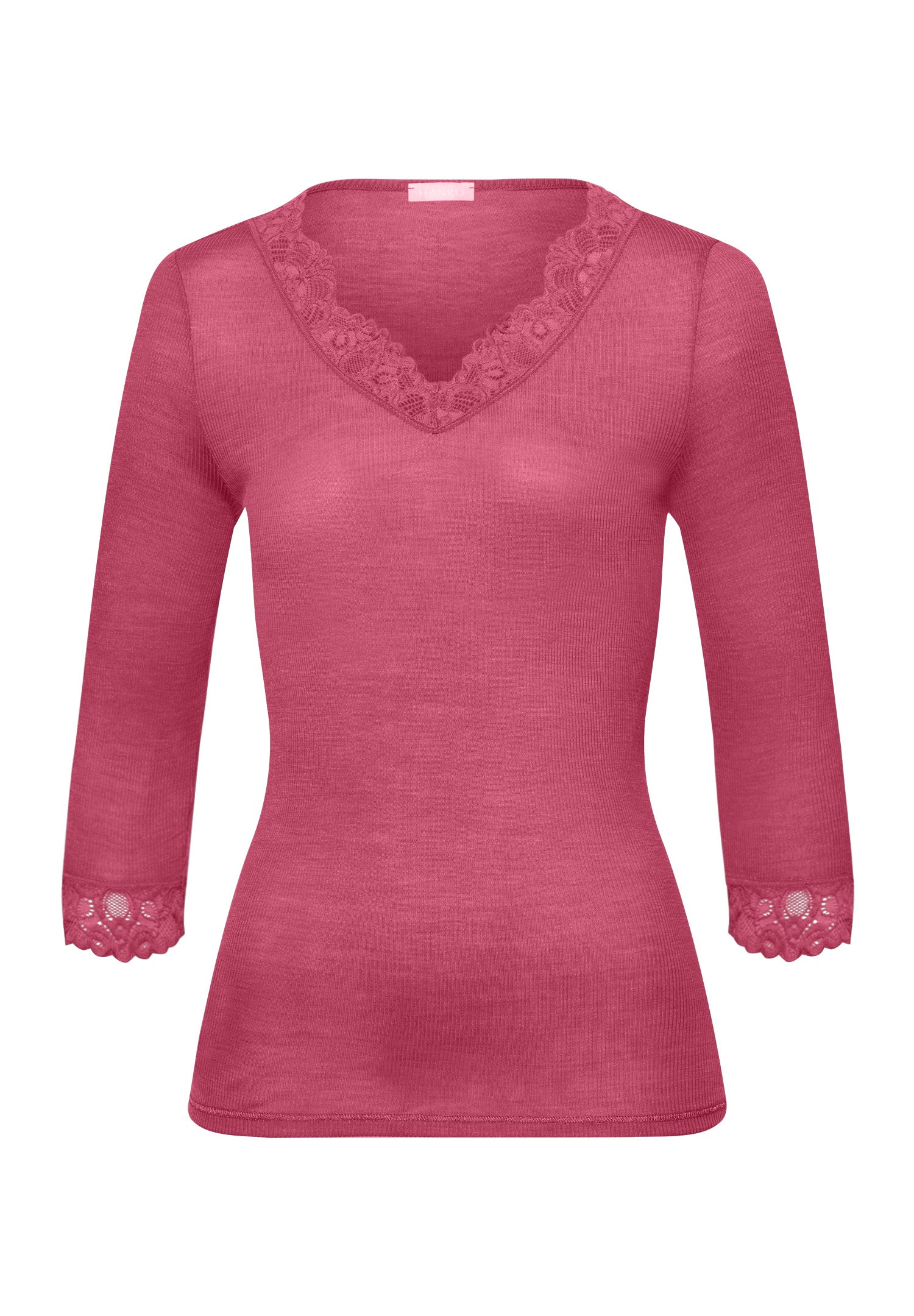 70915 Woolen Lace 3/4 Sleeve Shirt - 2414 Rose Wine