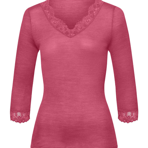 70915 Woolen Lace 3/4 Sleeve Shirt - 2414 Rose Wine