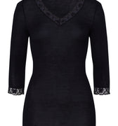 70973 Woolen Lace 3/4 Sleeve Shirt - 019 Black