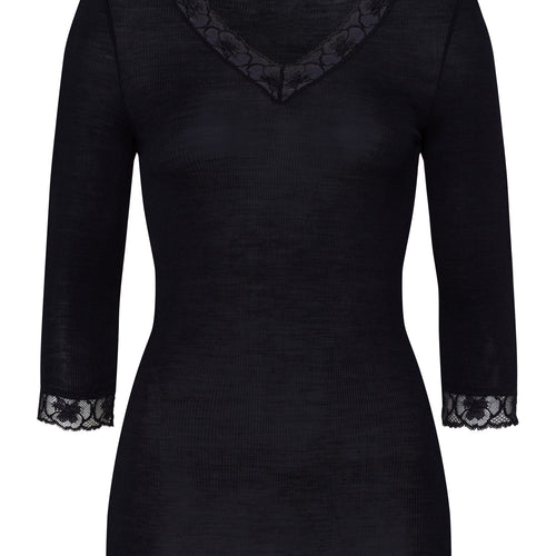 70973 Woolen Lace 3/4 Sleeve Shirt - 019 Black