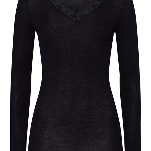 70974 Woolen Lace L/Slv Shirt - 019 Black