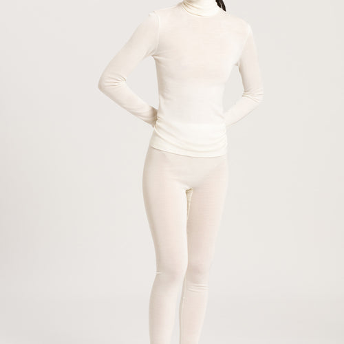 71422 Woolen Silk W Long Leg - 795 Cygne