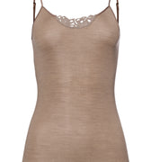 71521 Woolen Silk W Spaghetti Cami With Embroidery - 2847 Taupe