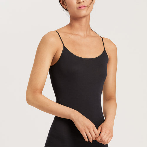 71600 Cotton Seamless Spaghetti Camisole - 019 Black