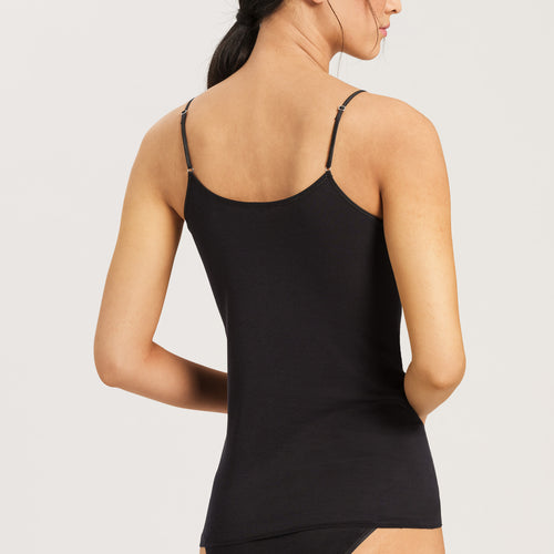 71600 Cotton Seamless Spaghetti Camisole - 019 Black