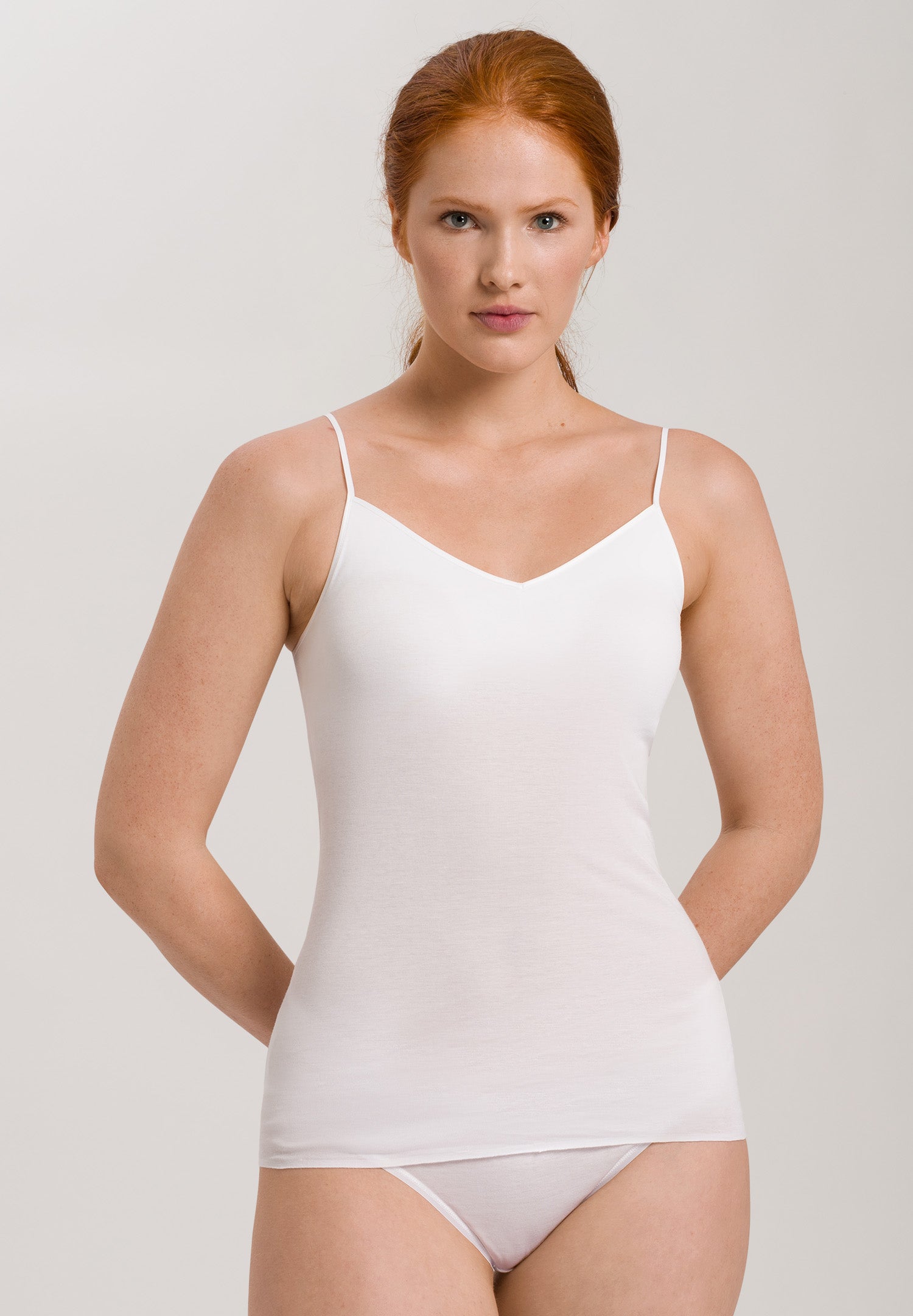 71605 Cotton Seamless Spaghetti Cami Padded - 101 White