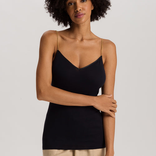 Cotton Seamless Cotton Camisole With Jewelry Strap | Black 71613-019