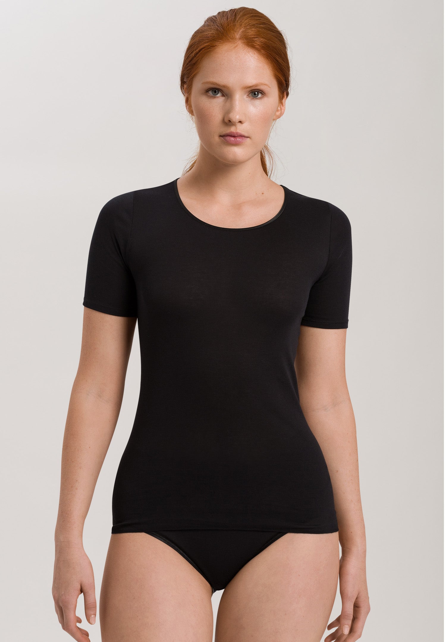 71630 Cotton Seamless Short Sleeve Shirt - 019 Black