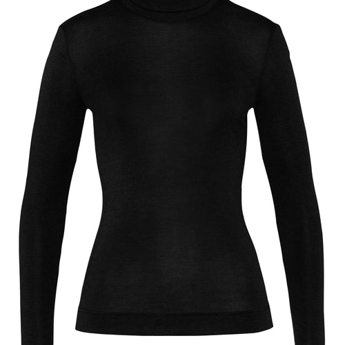 71659 Silk/Cashmere Turtleneck Shirt - 019 Black