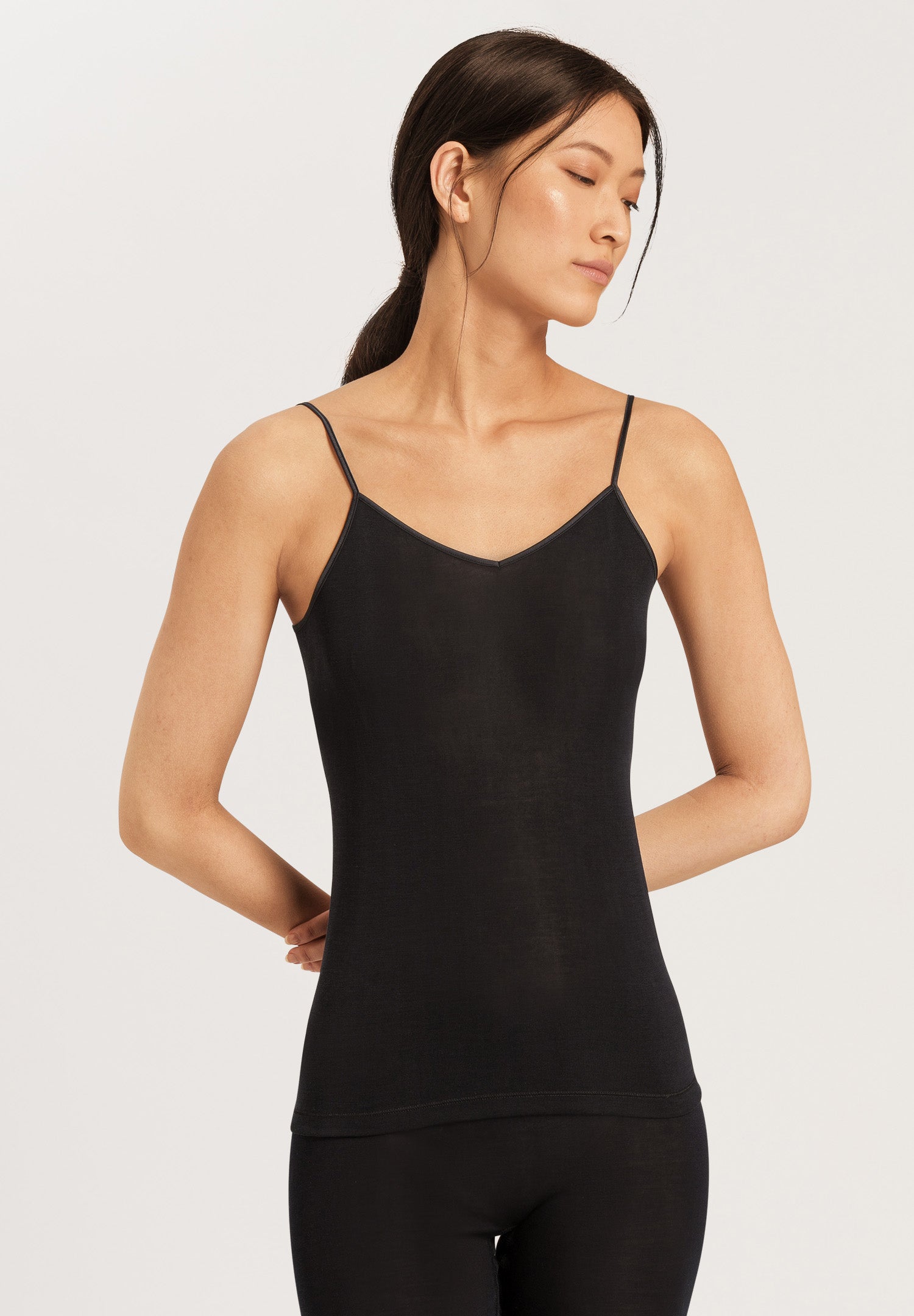 71716 Pure Silk Spaghetti Cami - 019 Black