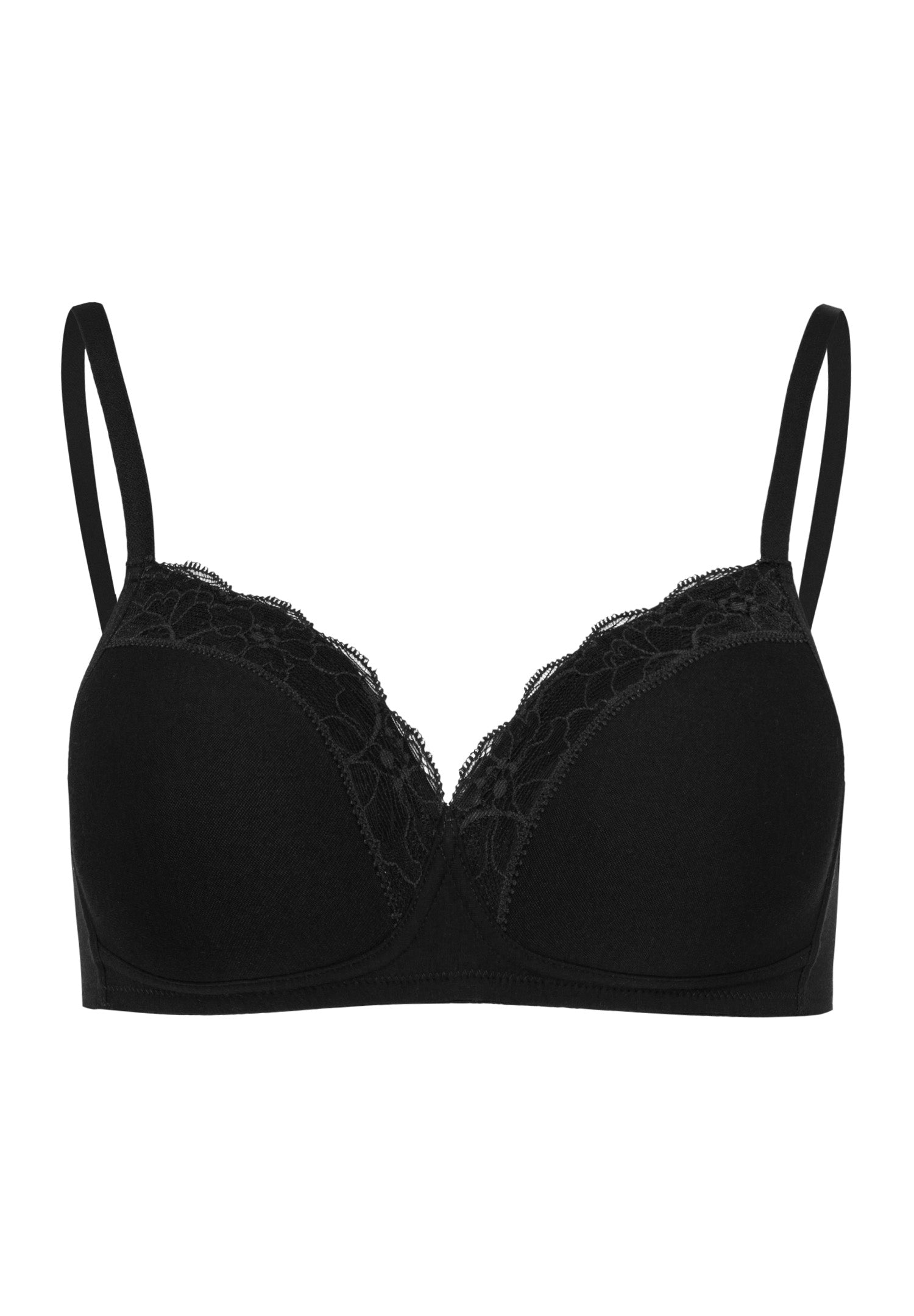 72432 Cotton Lace Spacer Soft Cup Bra - 019 Black