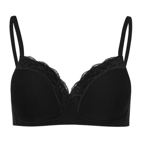 72432 Cotton Lace Spacer Soft Cup Bra - 019 Black