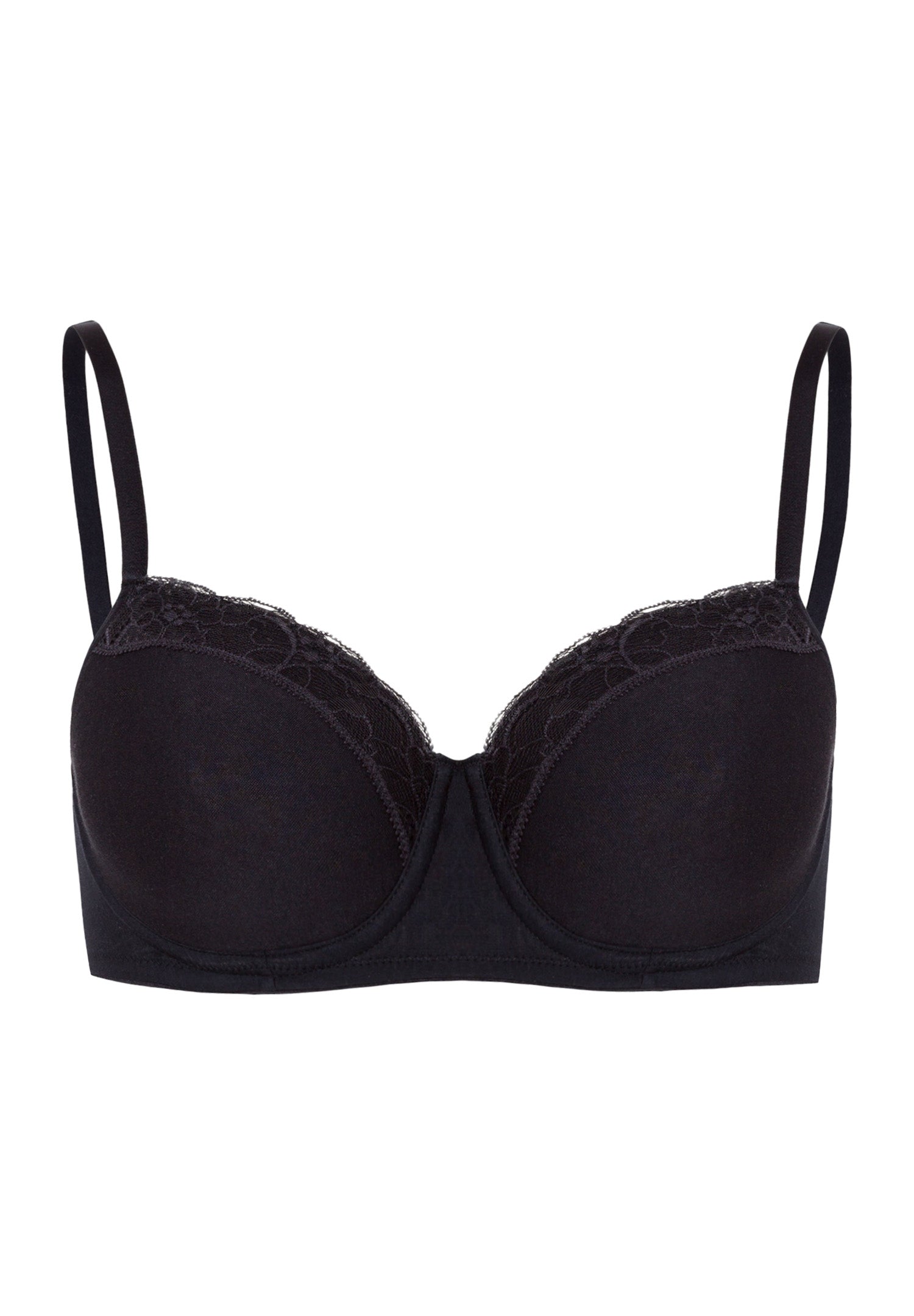 72433 Cotton Lace Spacer T-Shirt Bra - 019 Black