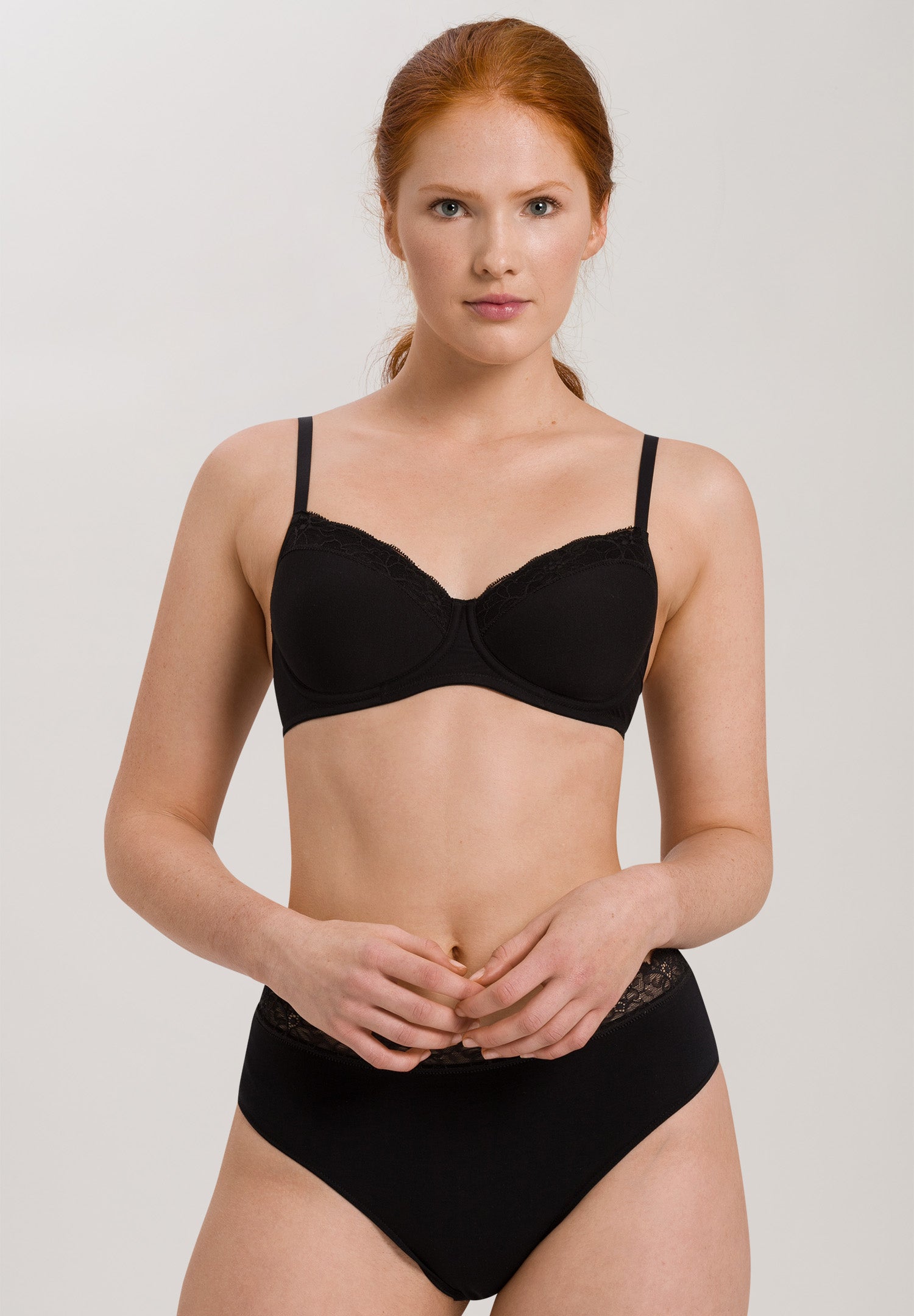 72433 Cotton Lace Spacer T-Shirt Bra - 019 Black