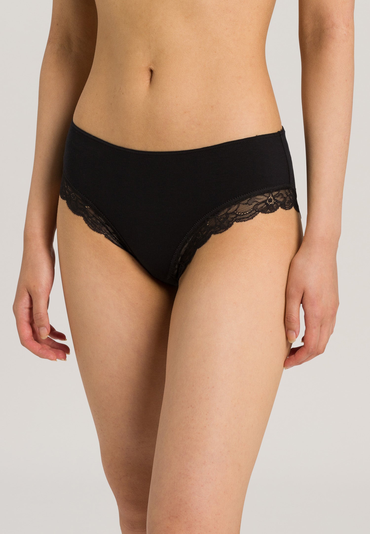 72437 Cotton Lace High Cut Brief - 019 Black