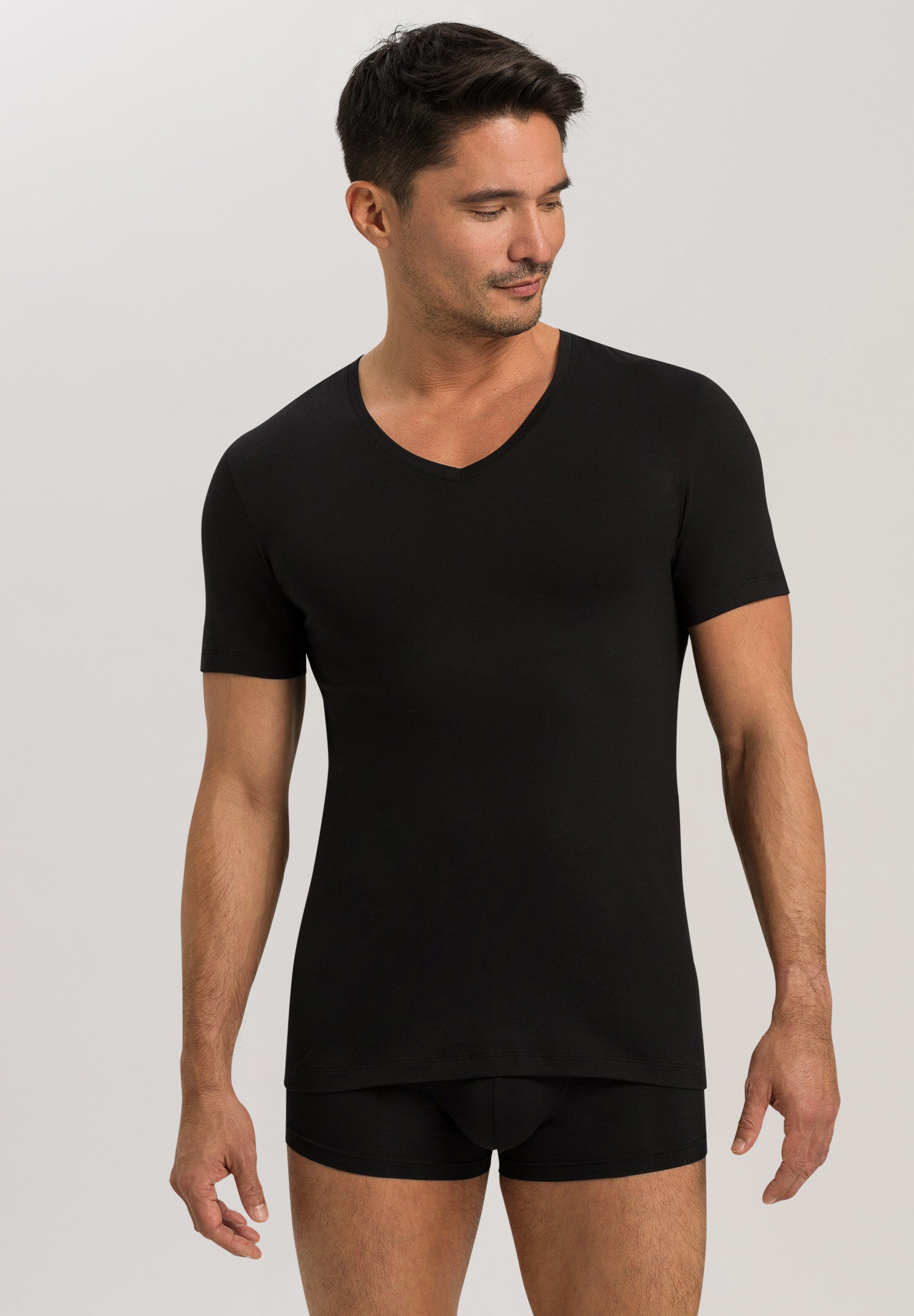 73089 Cotton Superior V-Neck Shirt - 199 Black