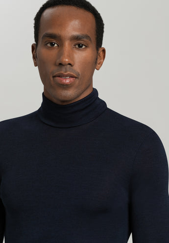 73403 Woolen Silk Turtleneck Shirt - 1610 Deep Navy