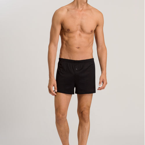 73505 Cotton Sporty Knit Boxer With Button Fly - 199 Black