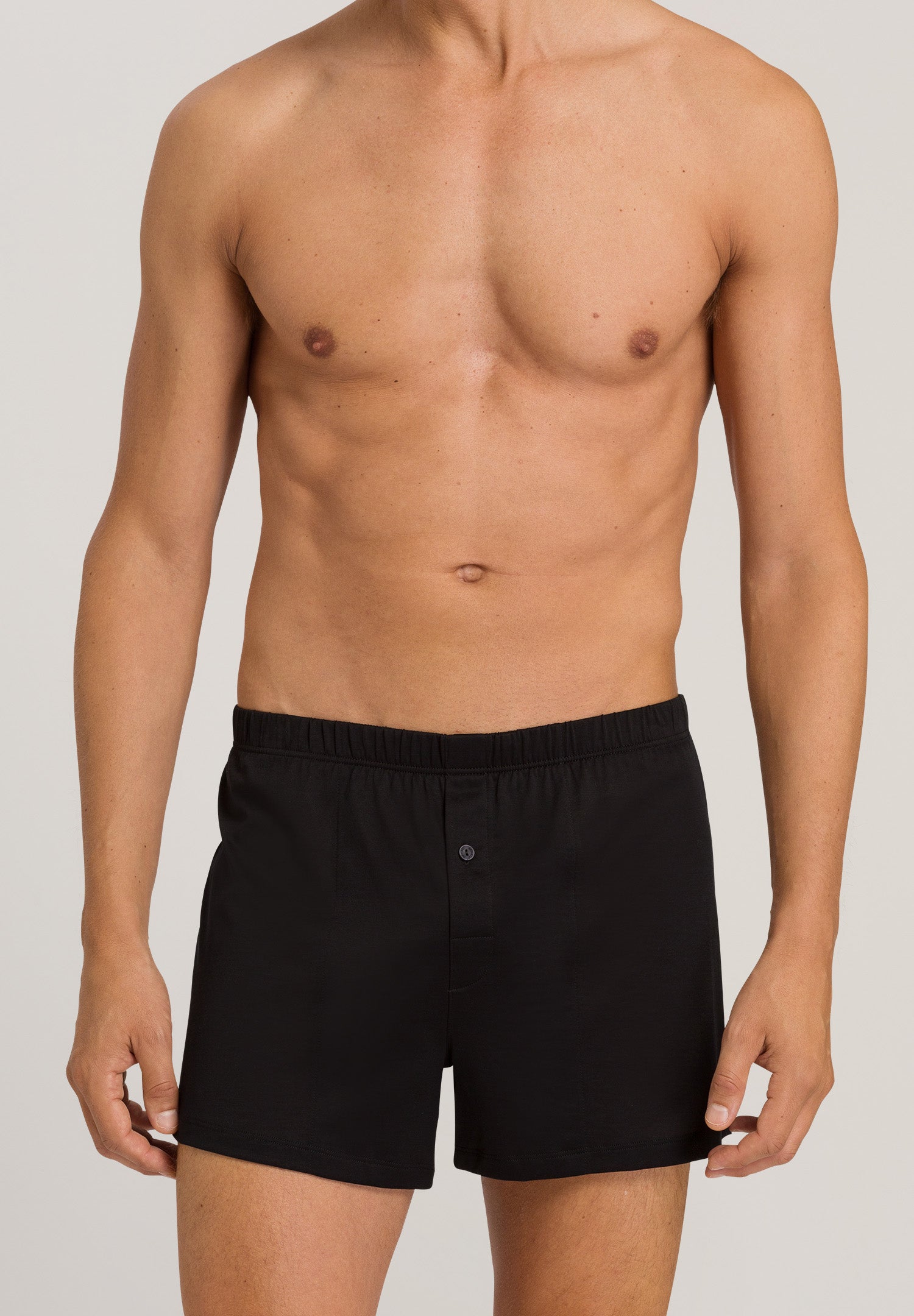 73505 Cotton Sporty Knit Boxer With Button Fly - 199 Black