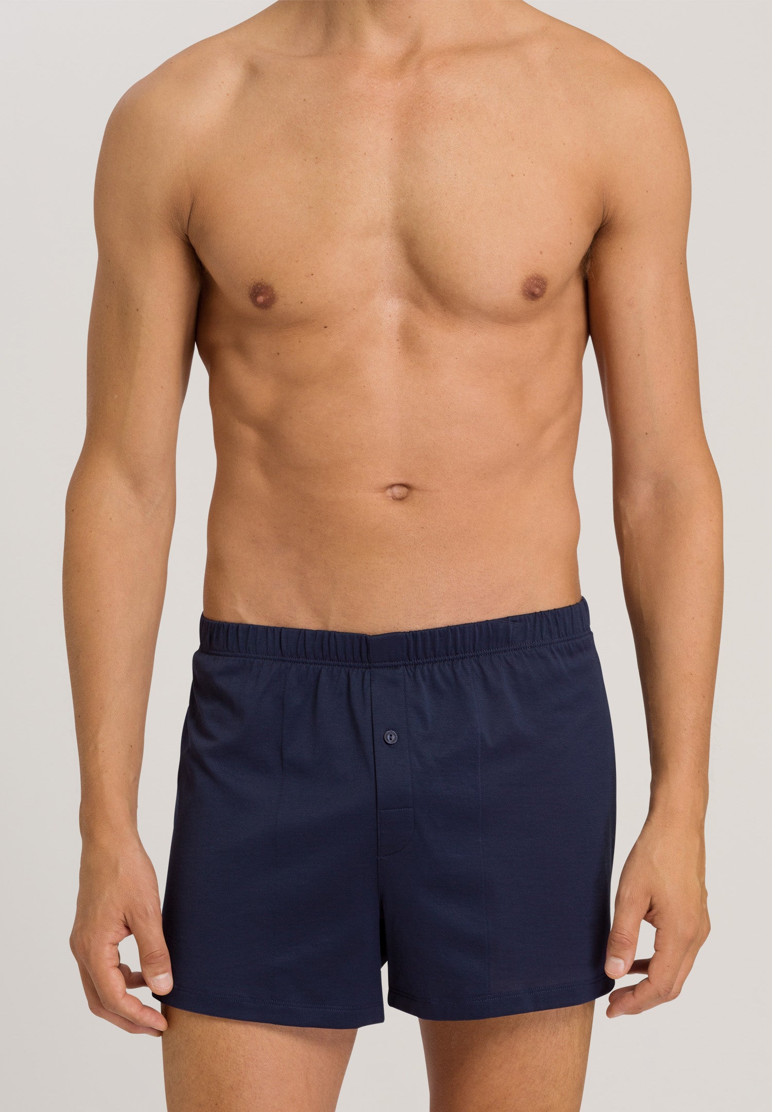 73505 Cotton Sporty Knit Boxer With Button Fly - 593 Midnight Navy