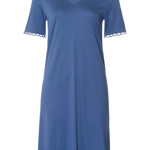 Anouk V-Neck Cotton Nightgown | Slate Blue 74808-2642