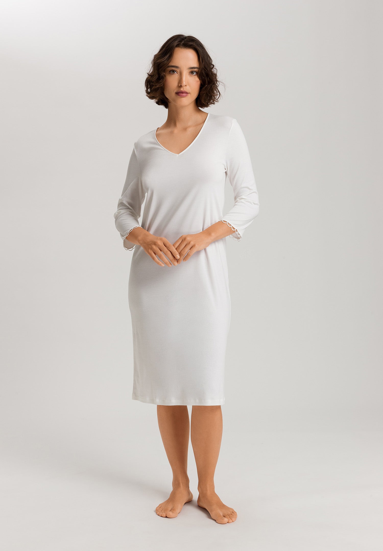 Anouk V-Neck Cotton Nightgown | Off White 74809-102