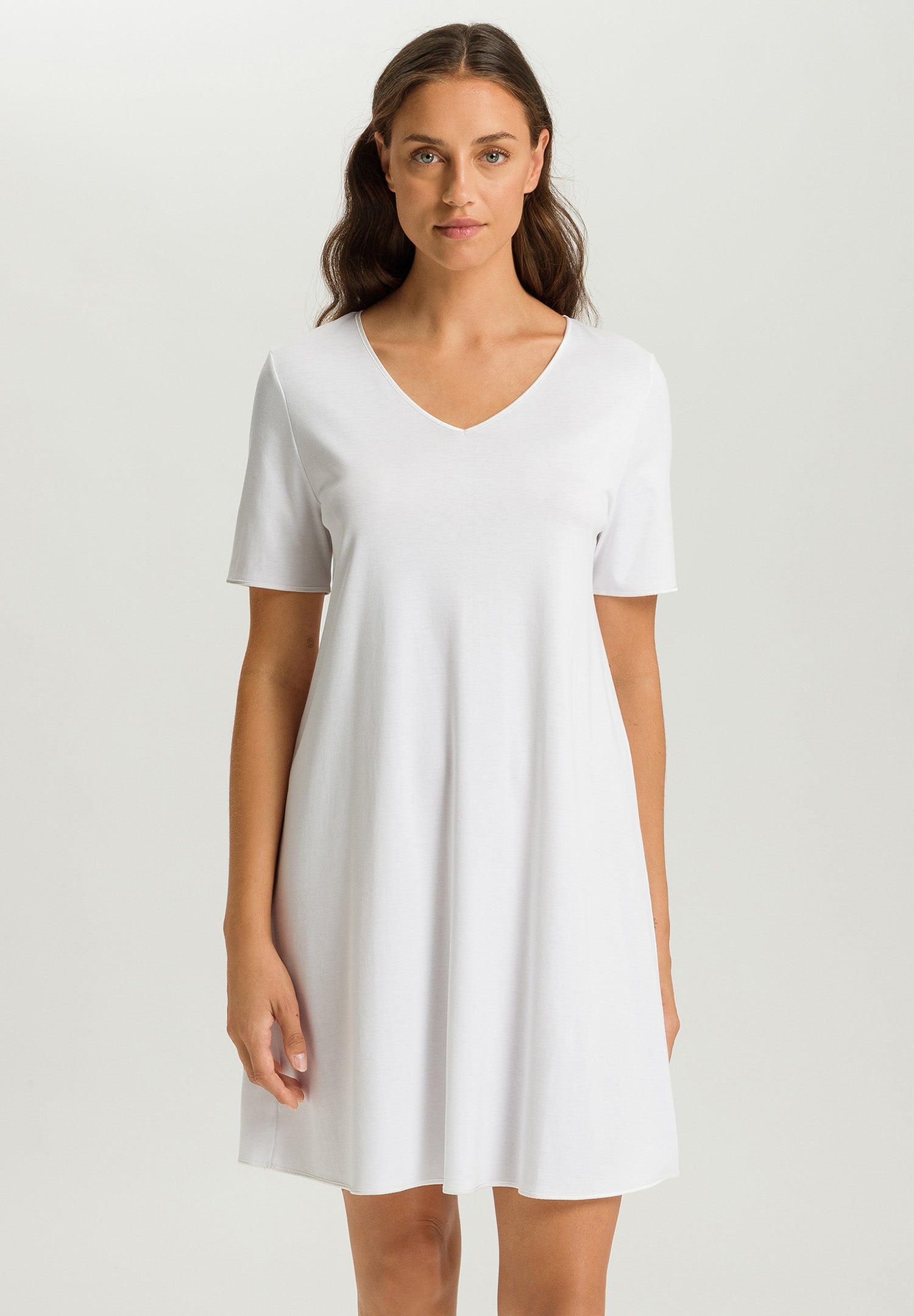 Cotton Silk V-Neck Cotton Nightgown | White 74814-101