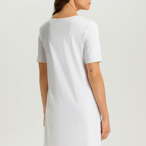 Cotton Silk V-Neck Cotton Nightgown | White 74814-101