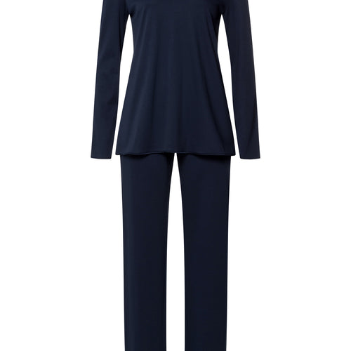 Cotton Silk V-Neck Cotton Pajama Set | Deep Navy 74816-1610