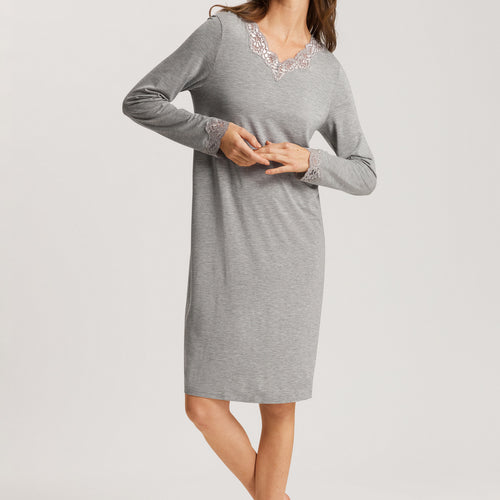 74832 Natural Elegance Long Sleeve Nightgown 100cm - 958 Grey Melange