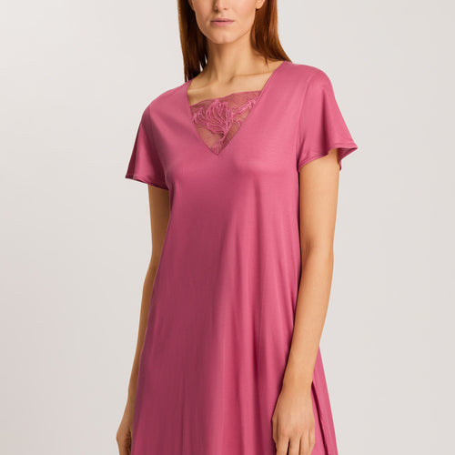 74886 Eva Short Sleeve Nightgown 95cm - 2414 Rose Wine