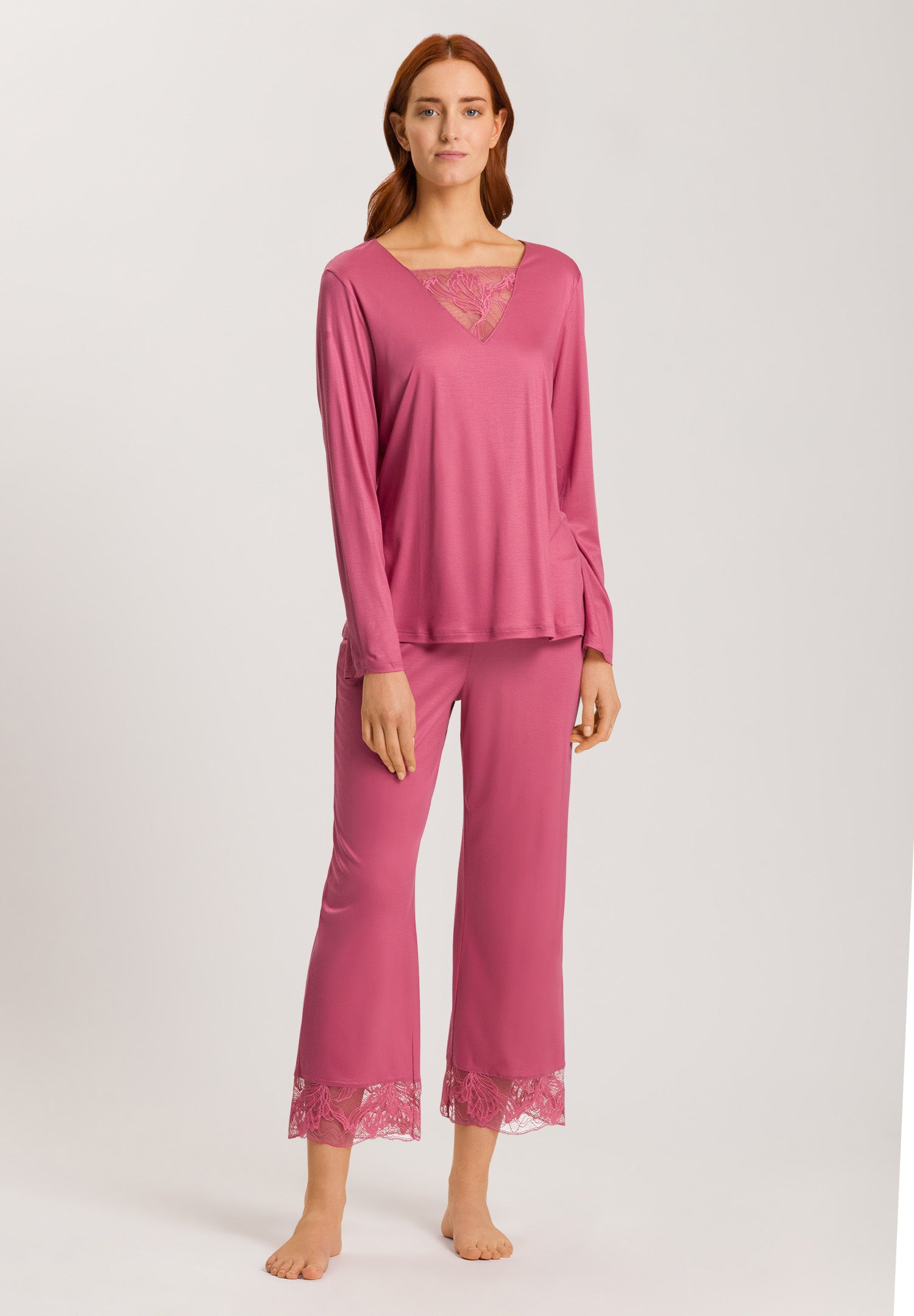 74887 Eva Long Sleeve Cropped Pajama - 2414 Rose Wine