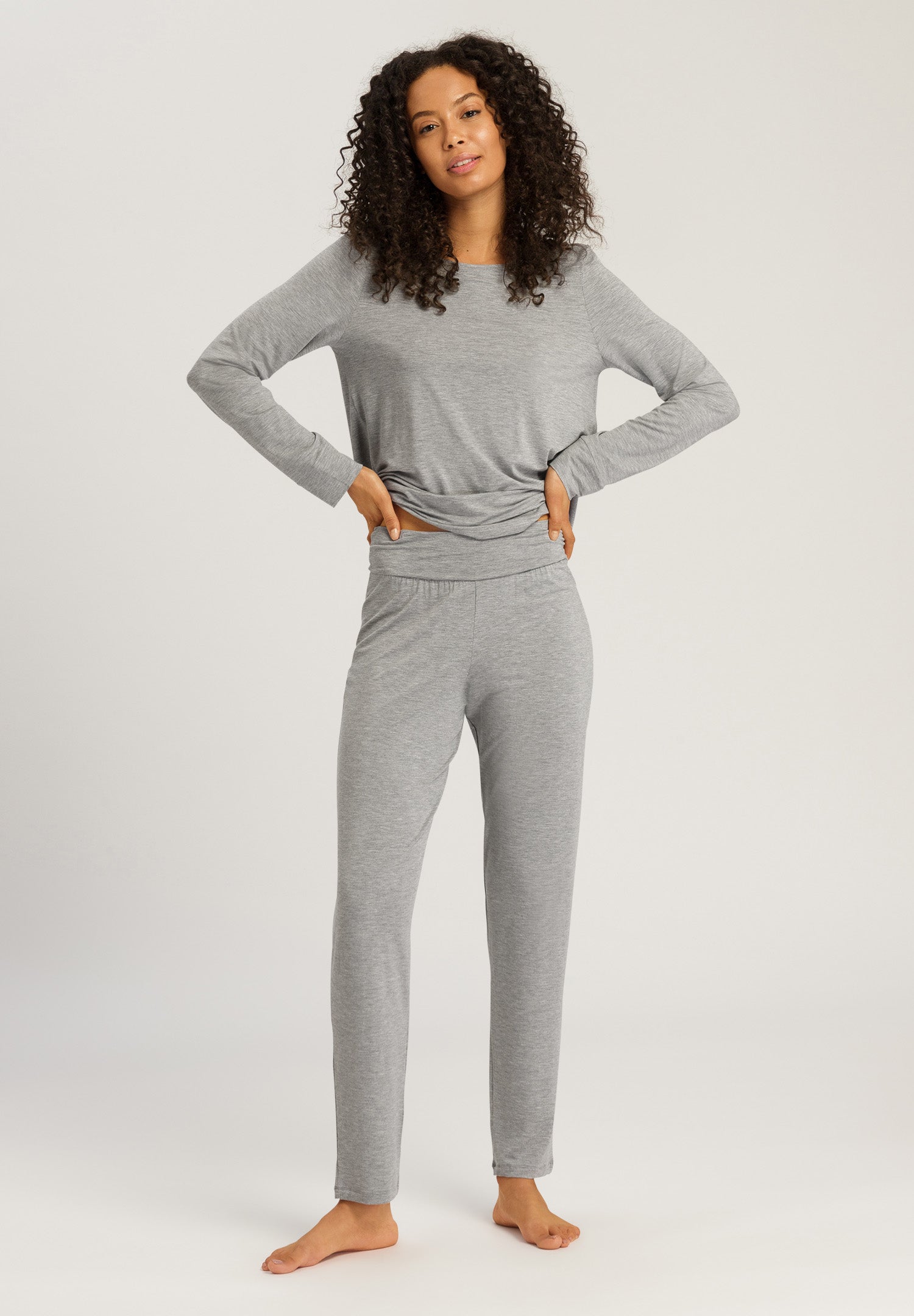 74951 Natural Elegance L/Slv Pajama - 958 Grey Melange