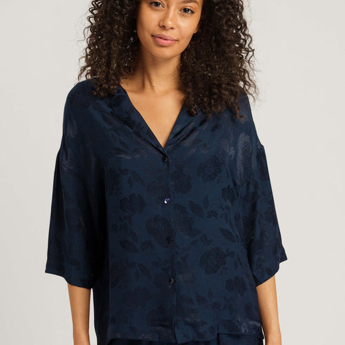 74958 Valene 3/4 Sleeve Shirt - 2394 Blueberry Flowers