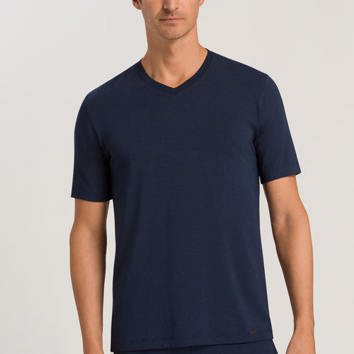 75035 Casuals S/Slv Shirt V-Neck - 1610 Deep Navy