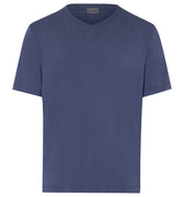 75035 Casuals S/Slv Shirt V-Neck - 2898 Slate Blue Melange