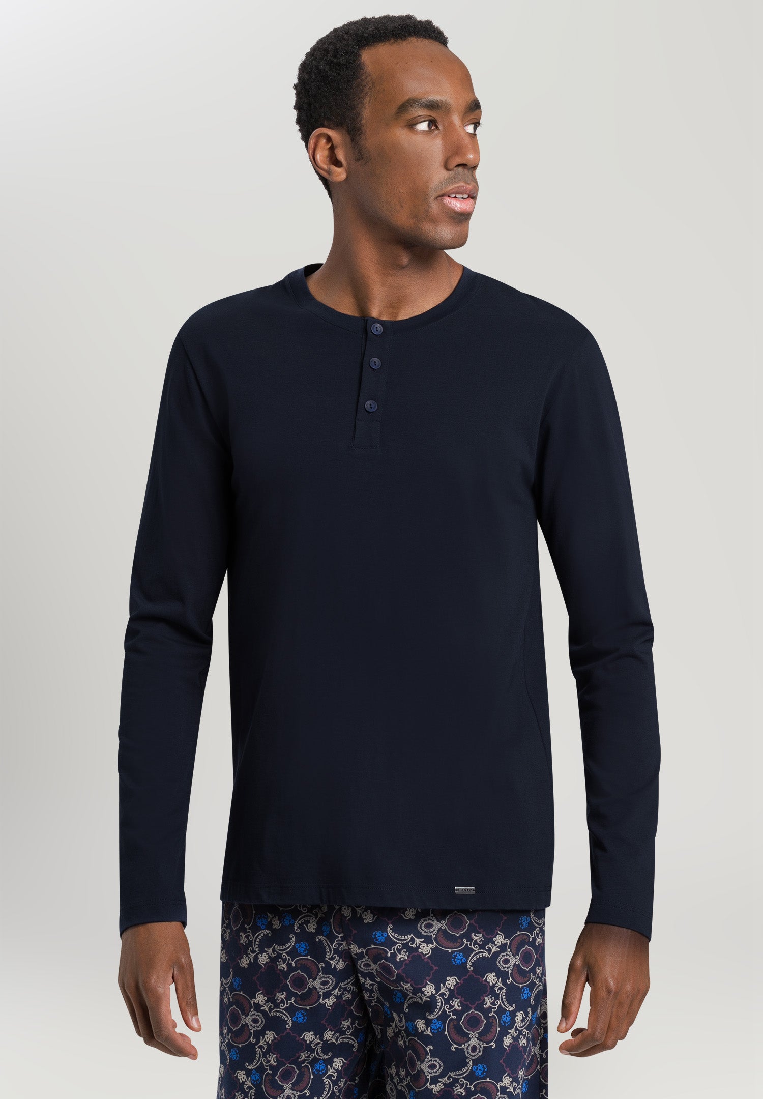 75046 Living Shirts Long Sleeve Henley - 1610 Deep Navy