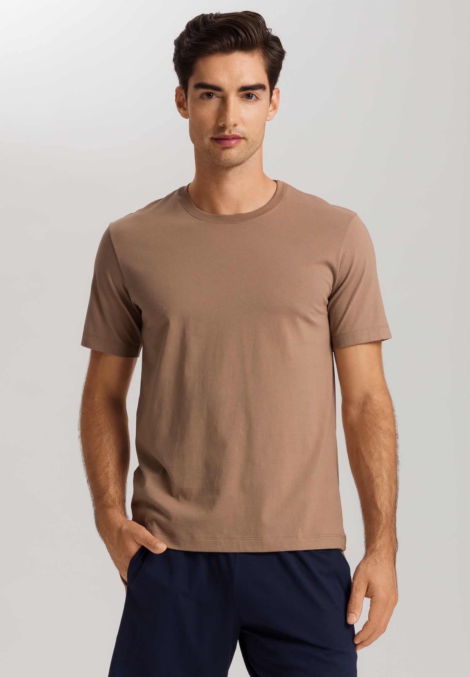 Living Shirts Jersey Cotton Crew Neck T-Shirt | Portabella Beige 75050-2823