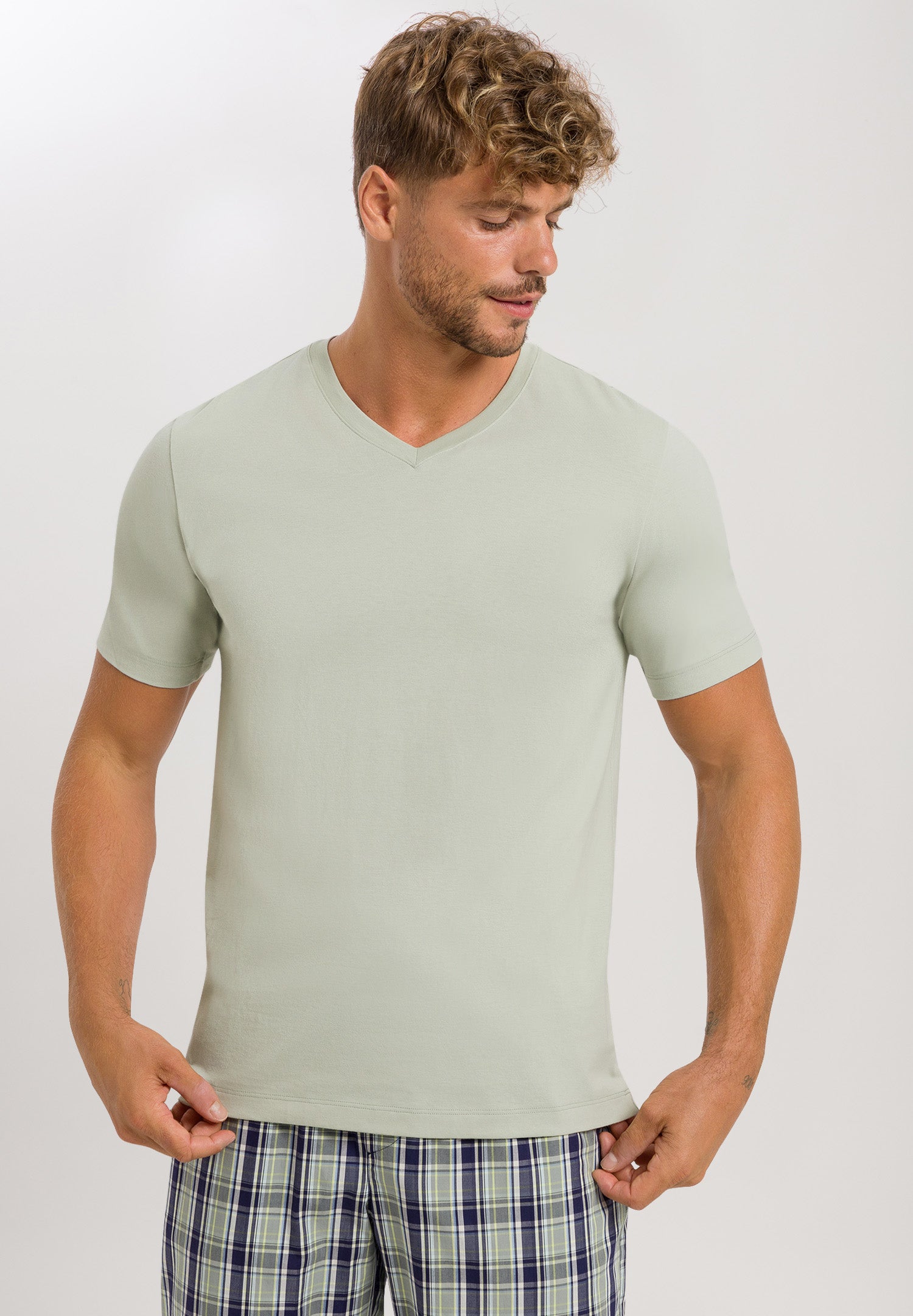 75051 Living Shirts Short Sleeve V-Neck Shirt - 2168 Mineral Green