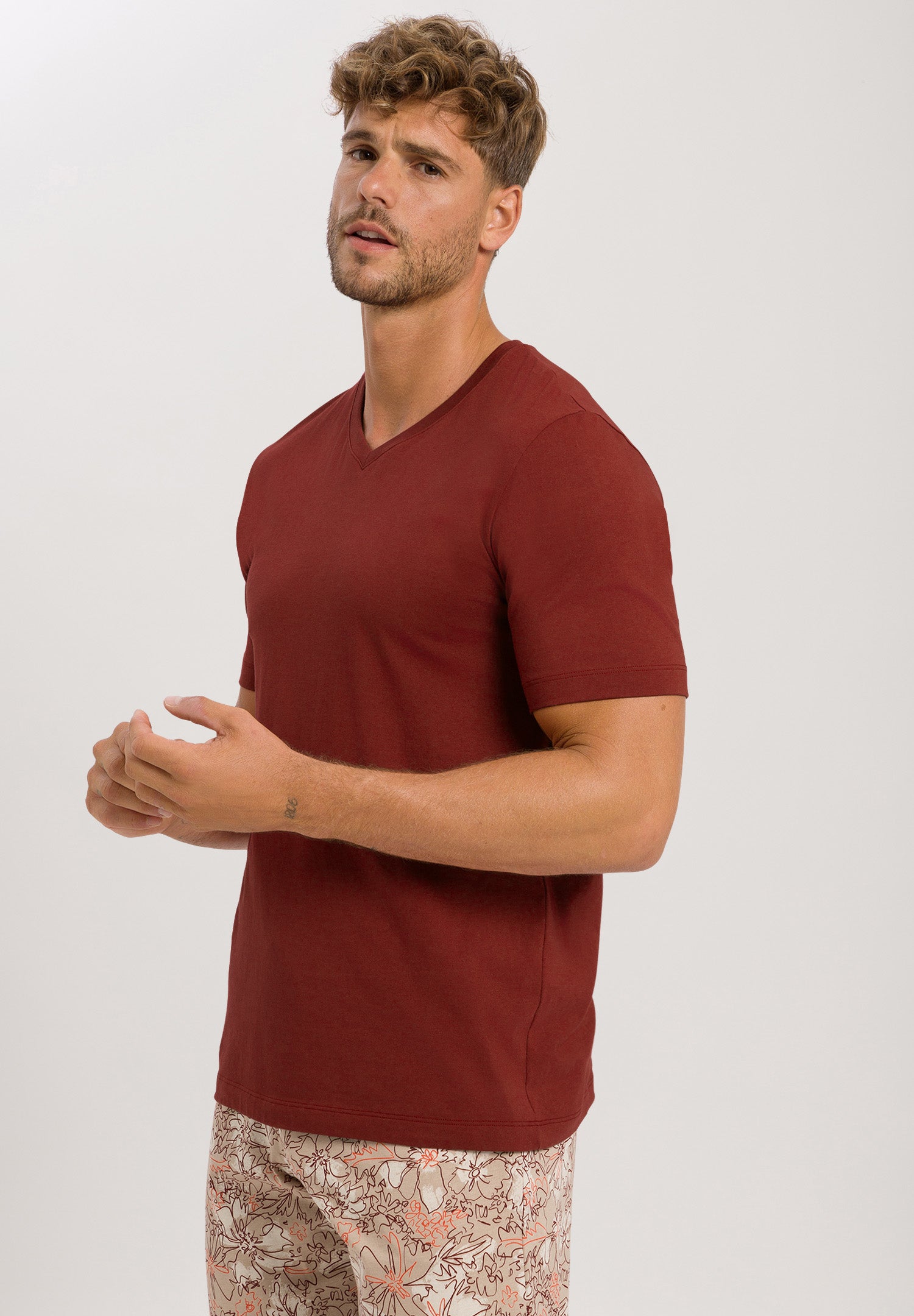 75051 Living Shirts Short Sleeve V-Neck Shirt - 2750 Russet Brown