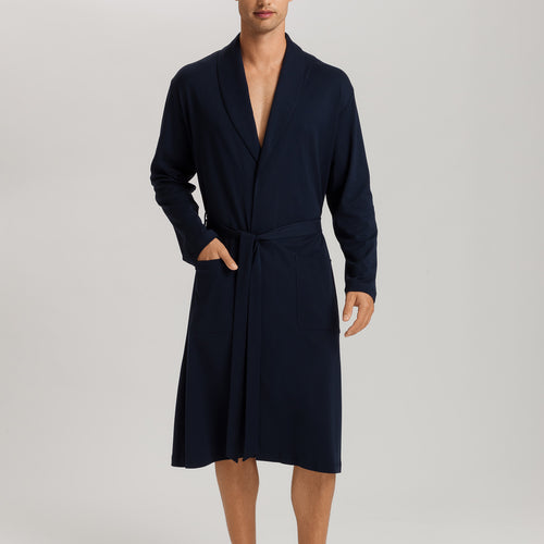 Night And Day Shawl Collar Cotton Robe 120cm | Deep Navy 75755-1610