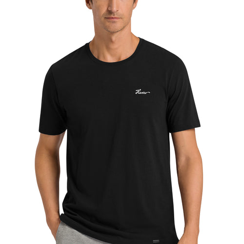 75853 Living Shirts S/Slv Shirt With Hanro Embroidery - 019 Black