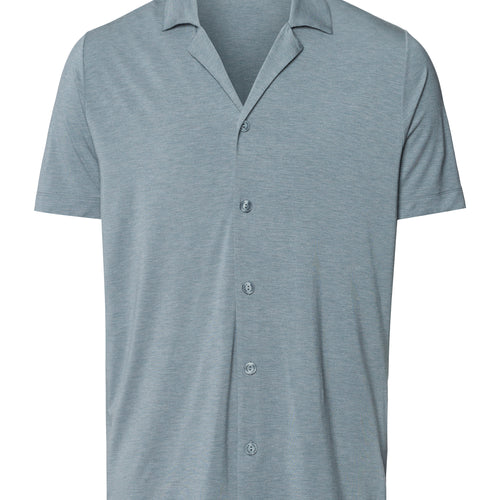 Casuals Notch Collar Button Front Shirt | Ocean Melange 75992-3020