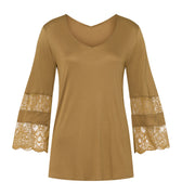 76166 Lilova Knit 3/4 Sleeve Shirt - 1246 Gold