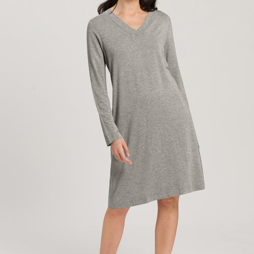 76477 Champagne Long Sleeve Long Gown - 958 Grey Melange