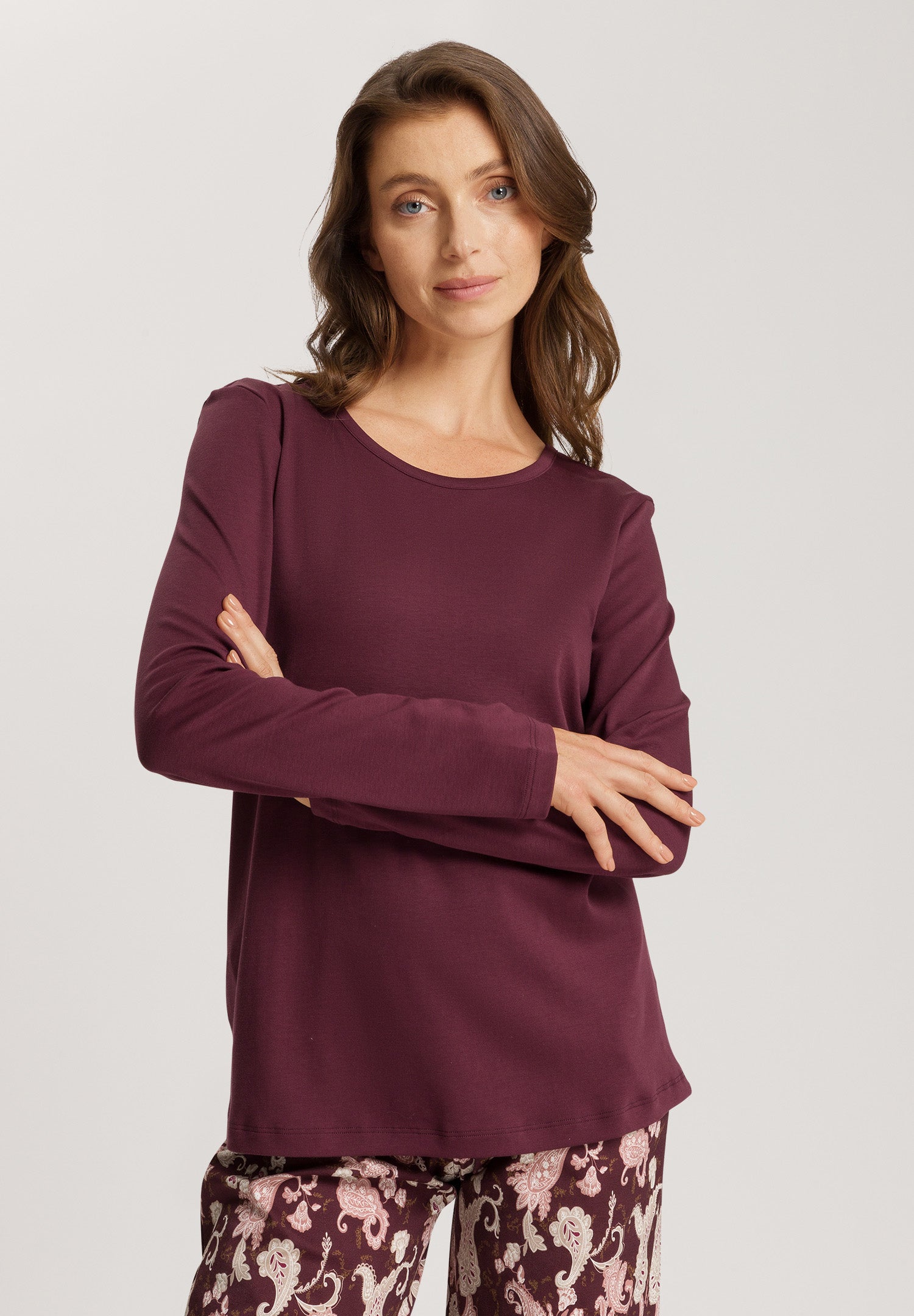 76491 Loungy Nights Knit Long Sleeve Shirt - 2483 Deep Maroon