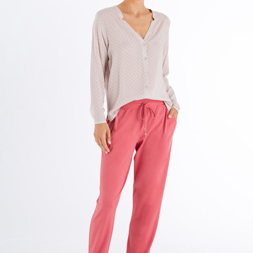 77611 Sleep And Lounge Woven Long Sleeve Shirt - 1930 Minimal Blush