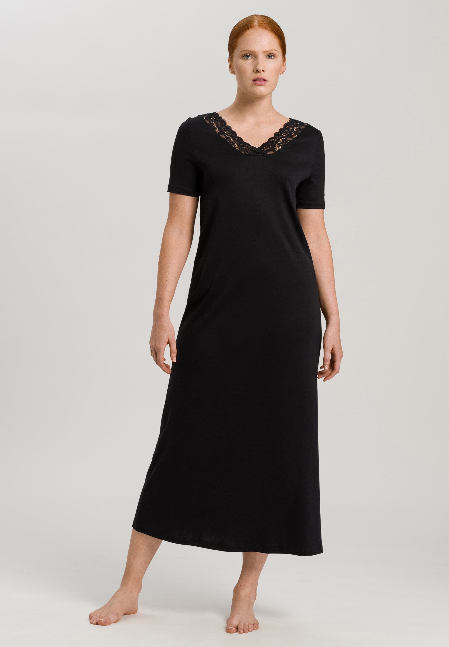 77933 Moments Short Sleeve Long Gown - 019 Black